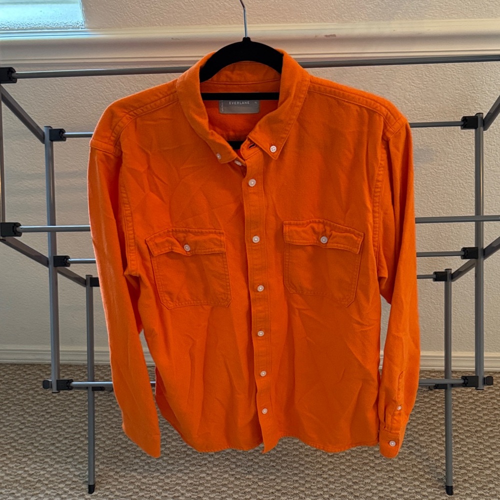 M’s Everlane Brushed Flannel, safety orange sz XL